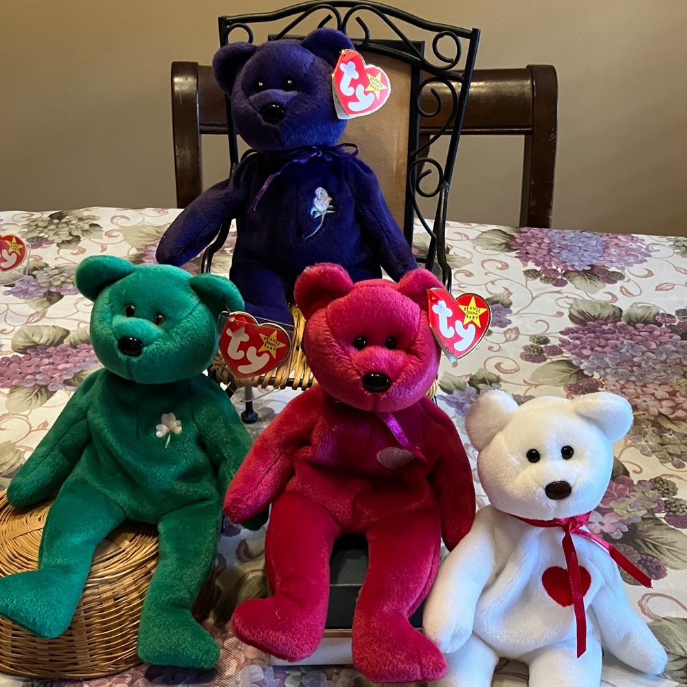 4 Beanie Babies PRINCESS DIANA ~Valentina ~ Valentino ~ Erin